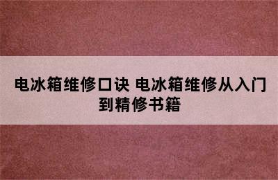 电冰箱维修口诀 电冰箱维修从入门到精修书籍